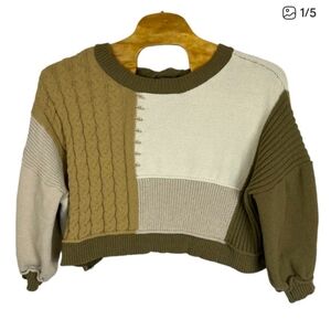 POL Textured Cream and Brown Sweater